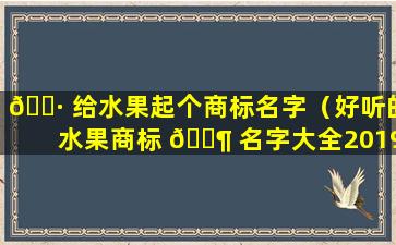 🌷 给水果起个商标名字（好听的水果商标 🐶 名字大全2019）